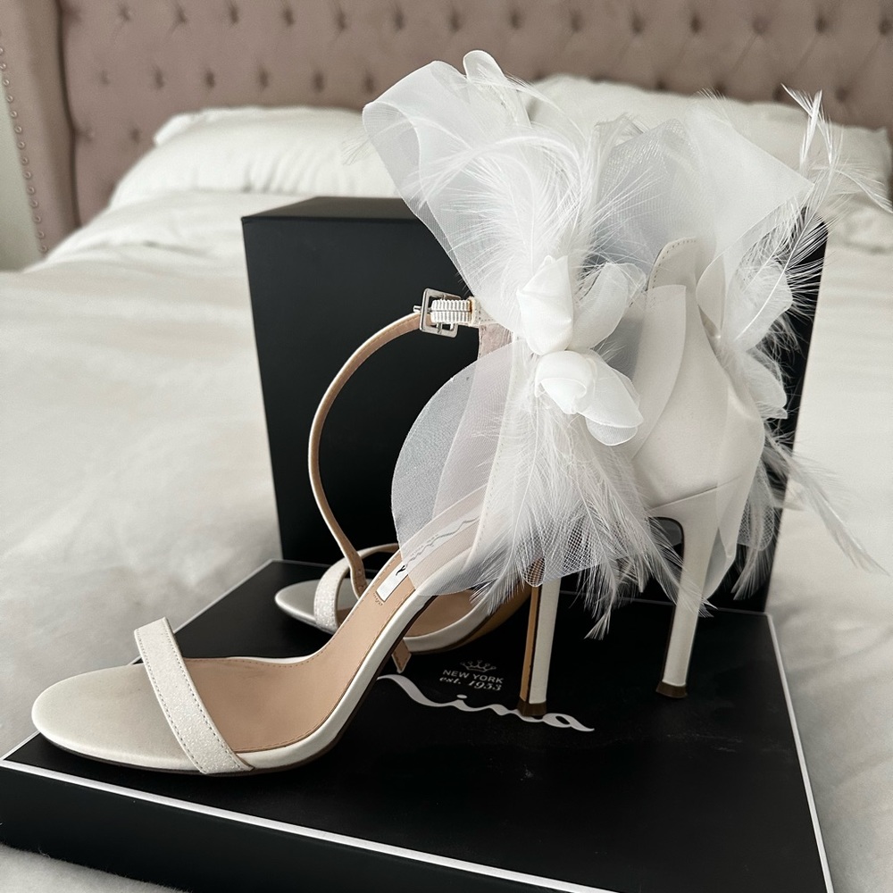 Nina dollye white satin shoes